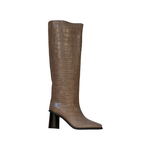 Marc Cain Women's Alligator Print Leather Knee High Article Boots Taupe 6.5 NIB - Picture 10 of 11